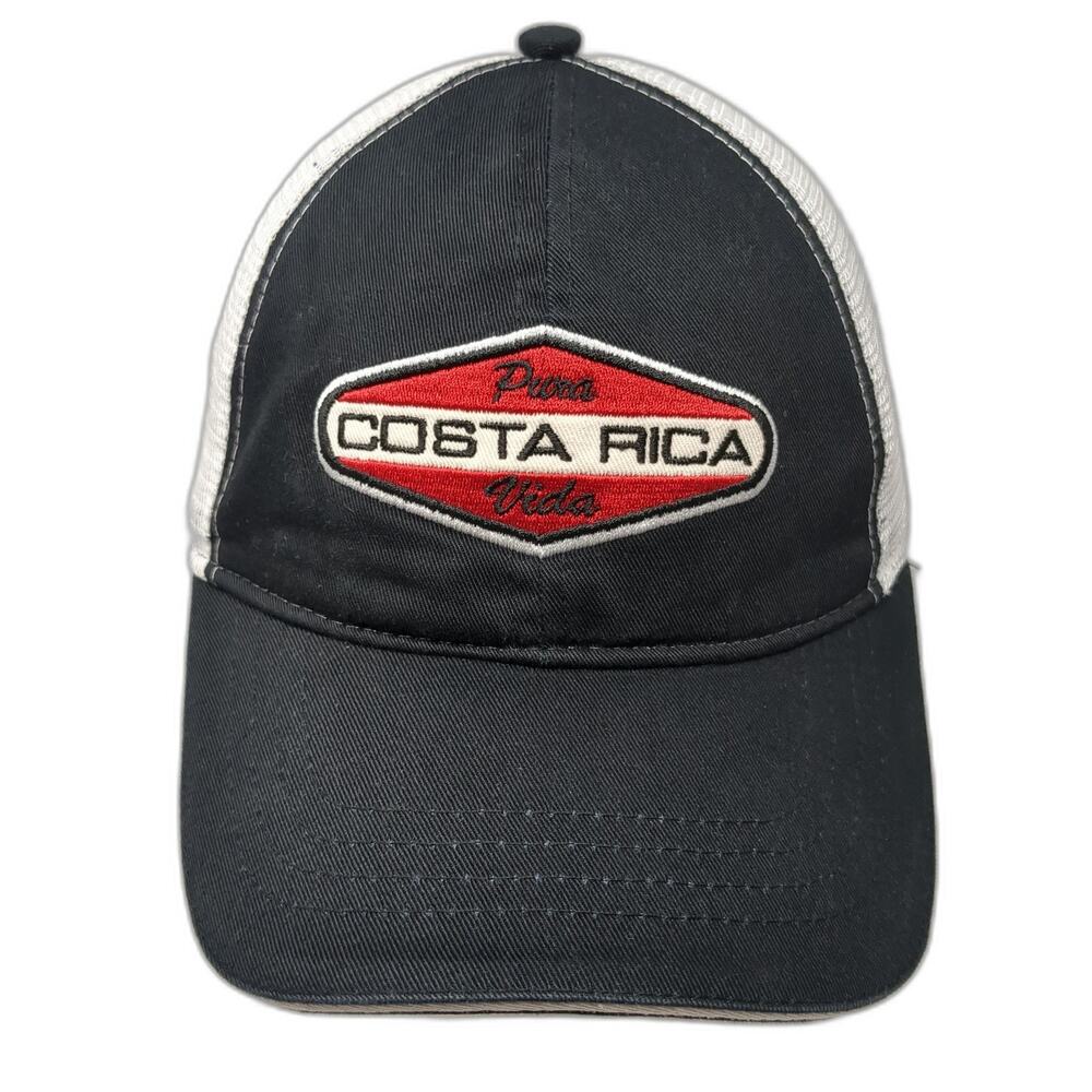 Branding Costa Rica Pura Vida Tuanis Strapback Trucker Hat Black OS Embroidered